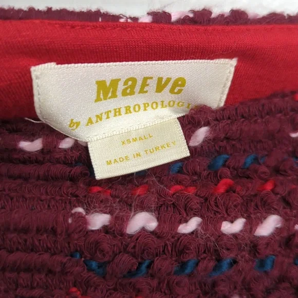 Anthropologie Maeve Anisa Red Textured A Line Midi Skirt Size XS - Picture 6 of 8